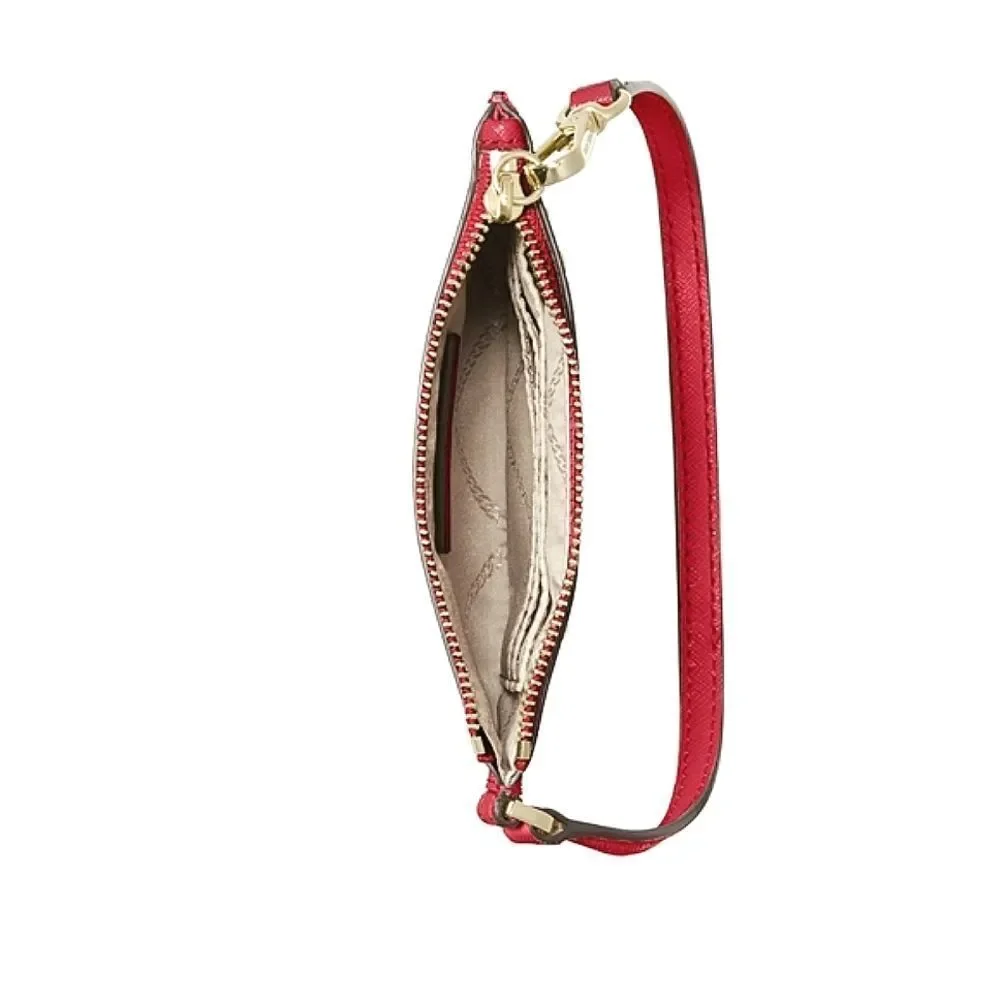 New! MICHAEL KORS Karla Red Leather Small Wristlet With Gift Box